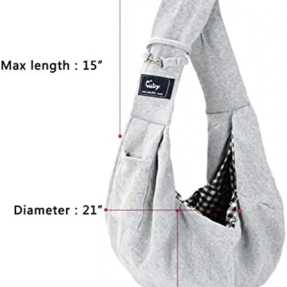 Dog or Cat Sling Carrier – Hands Free Reversible Pet Papoose Bag (Classic Grey)